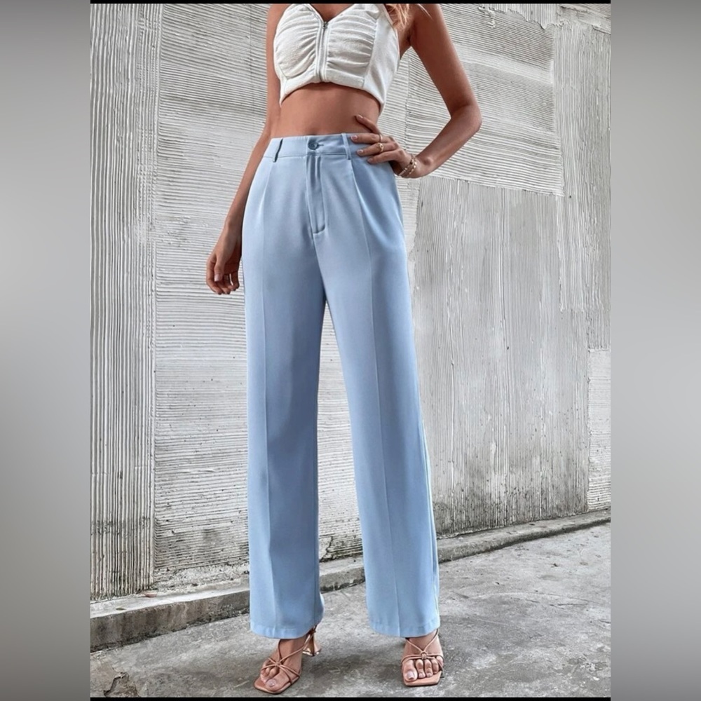 High waist placated detail pants